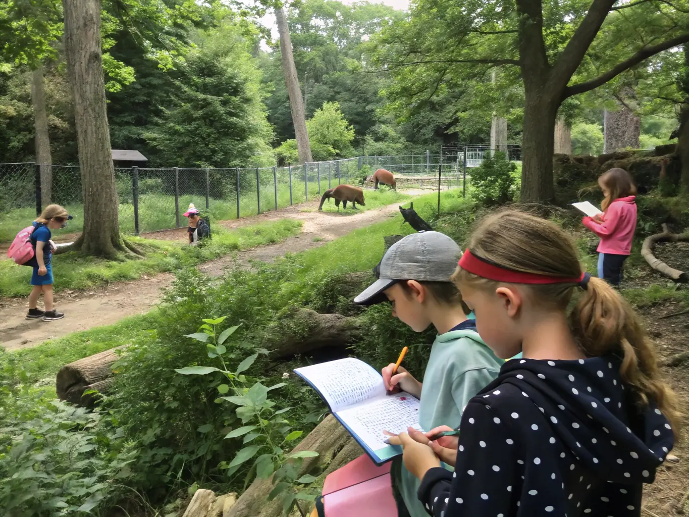 A group of children participating in an educational workshop about local flora and fauna, highlighting the organization's dedication to environmental education.